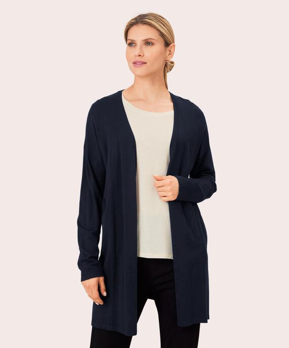 Feinstrick-cardigan Mit Geradem Schnitt, Navy