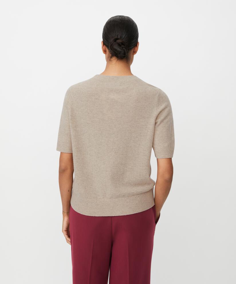 kurzärmliger Pullover aus Wollmischung, Beige melange