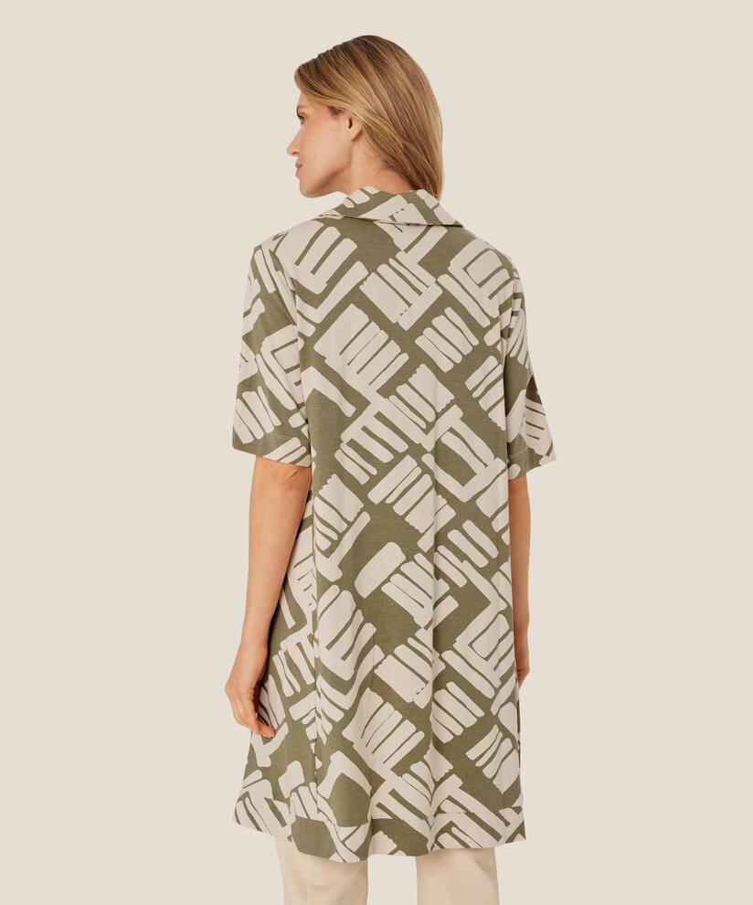 Bedruckte Jersey-Tunika mit V-Ausschnitt, Dusky Green