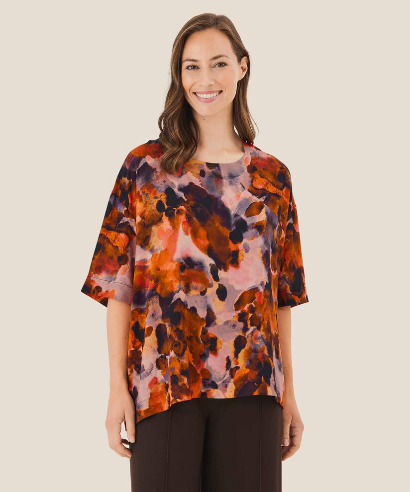 Viskosebluse mit 1/2 Ärmeln, Spicy Orange
