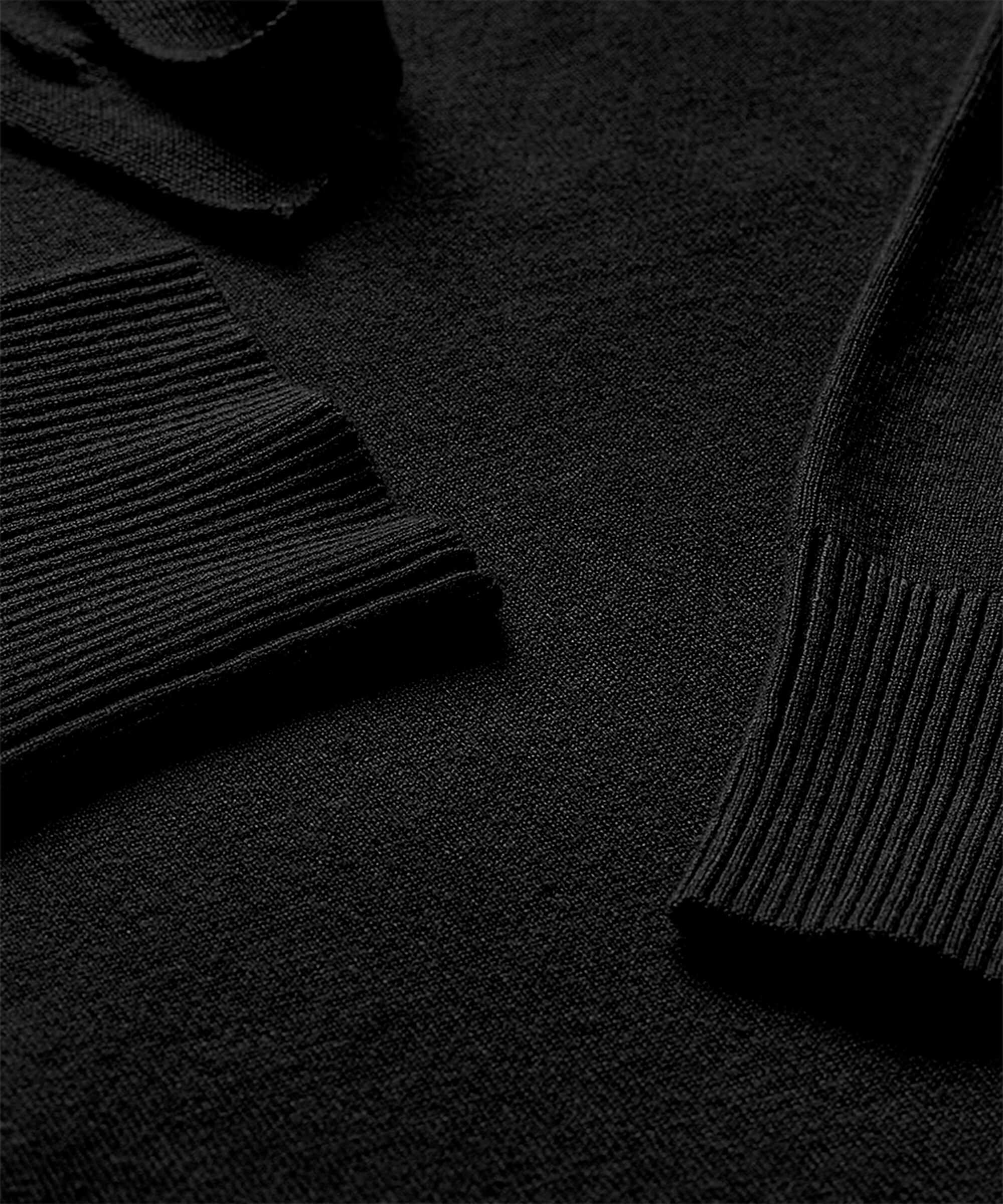 Pullover aus weichem Strick mit Kapuze und Bindeband, Black