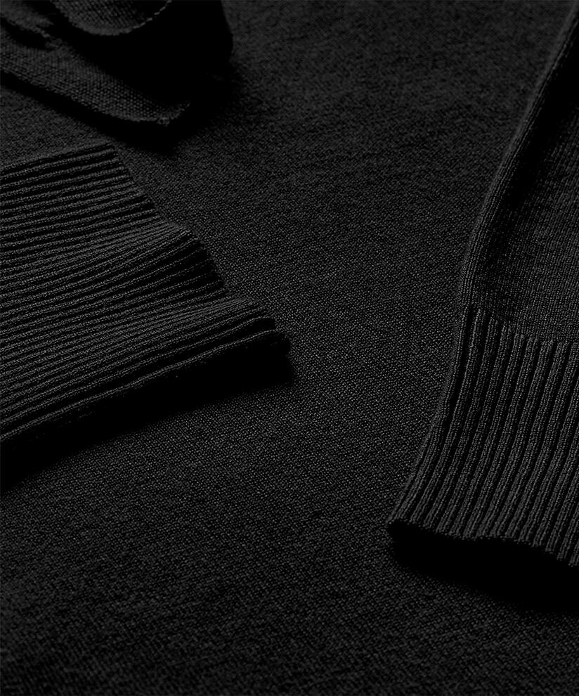 Pullover aus weichem Strick mit Kapuze und Bindeband, Black