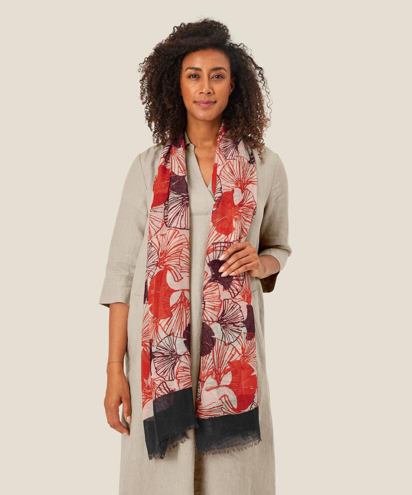 Bedruckter Schal aus Leinenmischung, Poinciana