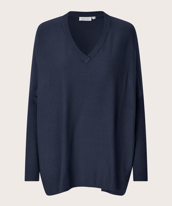 Strickpullover Mit V-ausschnitt Und Schmalen Ärmeln, Mood Indigo