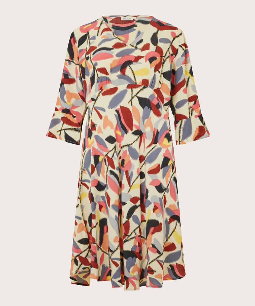 Viskosekleid mit Trompetenärmeln, Calypso Coral