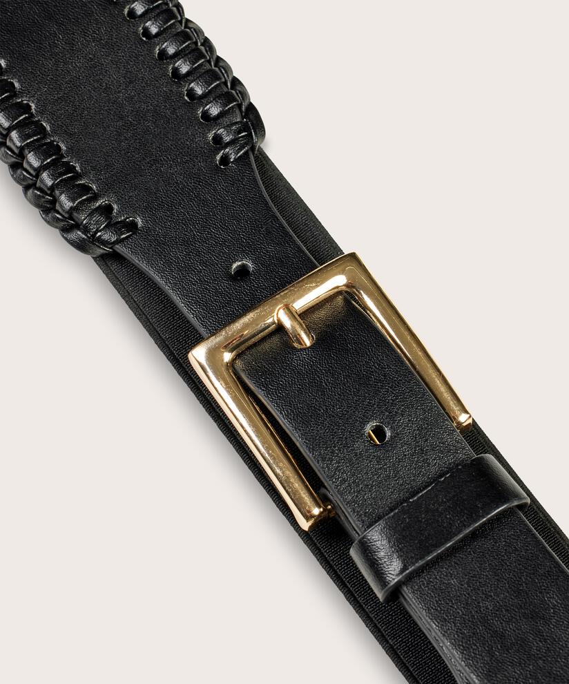 elastischer Gürtel mit goldener Schnalle, Black