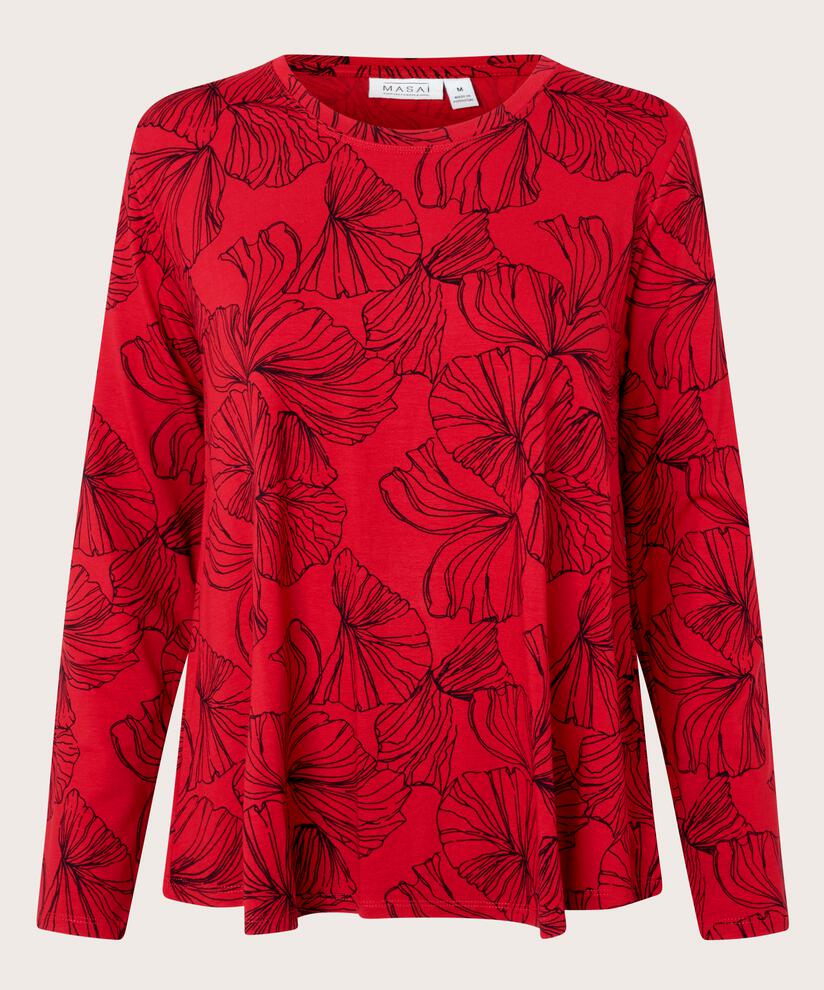 Bedrucktes Shirt Mit Rundem Hals, Haute Red