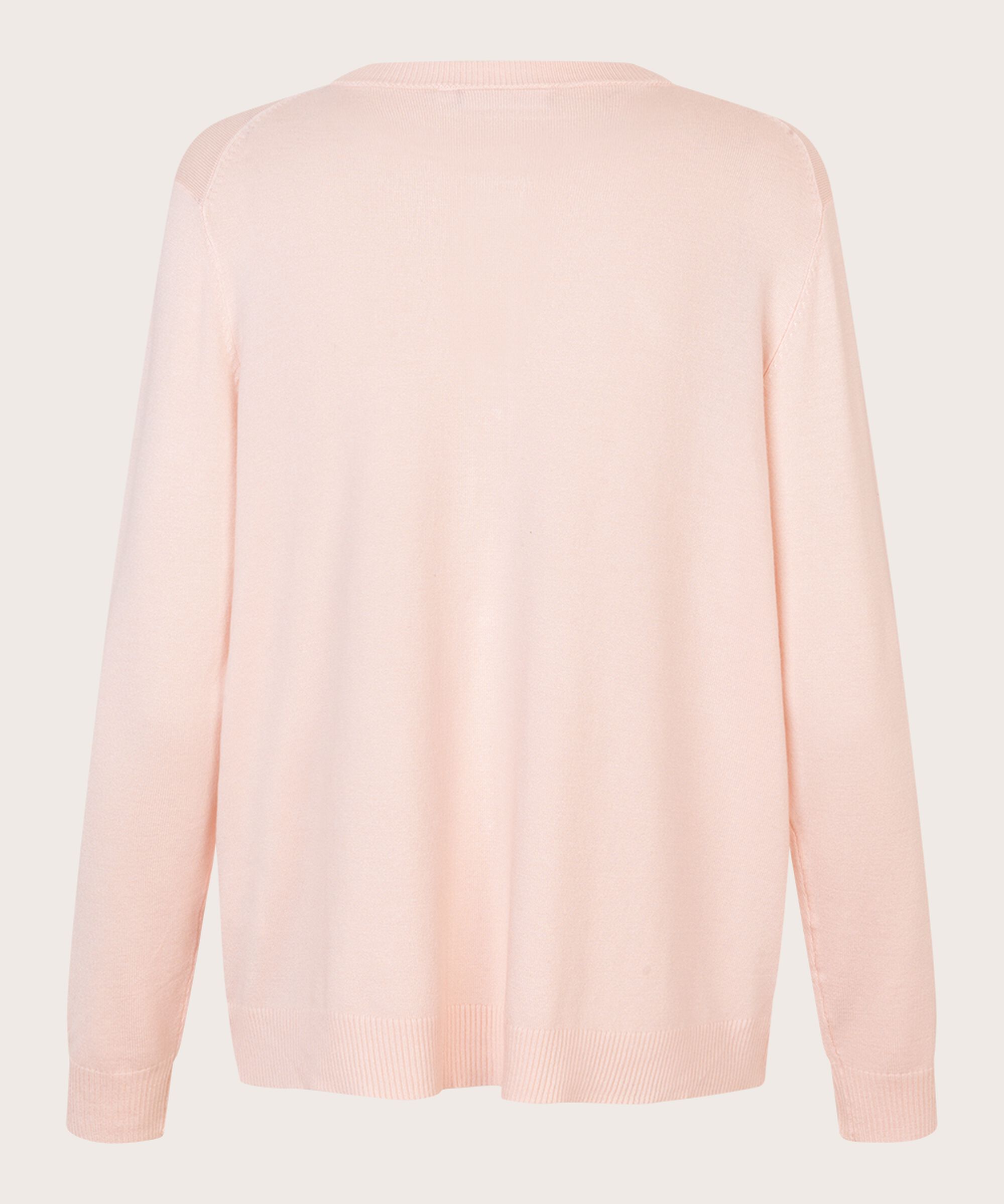 Feinstrick-Cardigan mit Rundhalsausschnitt, Mauve Chalk