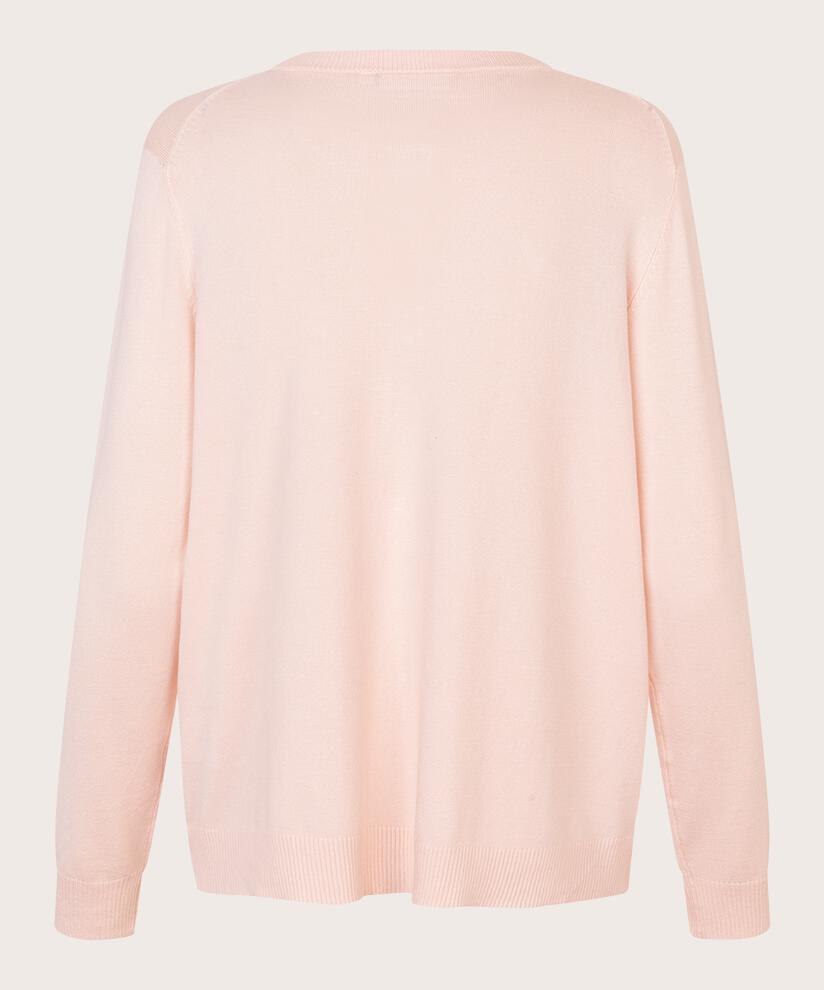 Feinstrick-Cardigan mit Rundhalsausschnitt, Mauve Chalk