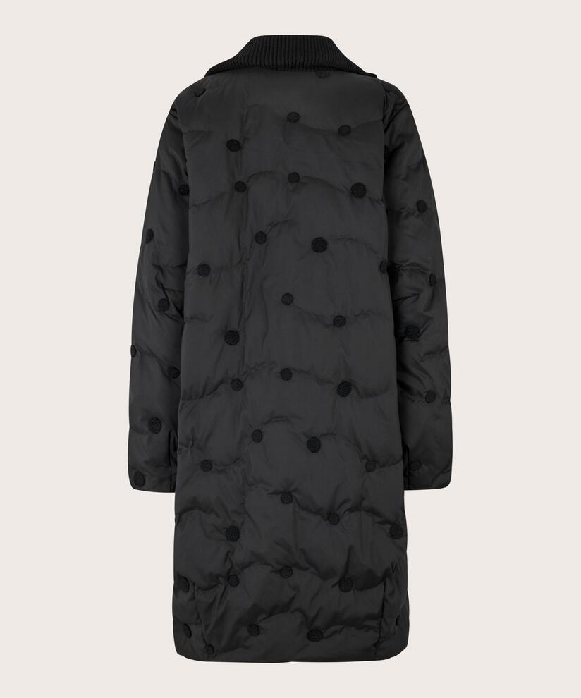 Daunenmantel mit gerippten Details, Black