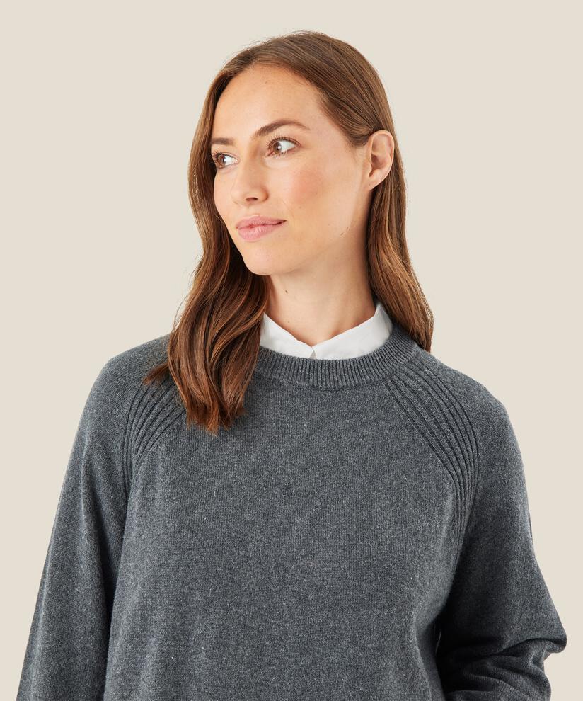 Strickpullover mit gerippten Kanten, M. Grey mel.