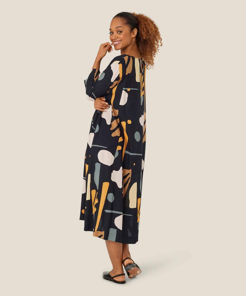 Kleid Aus Viskose Mit Knopf Am Hals, Butterscotch