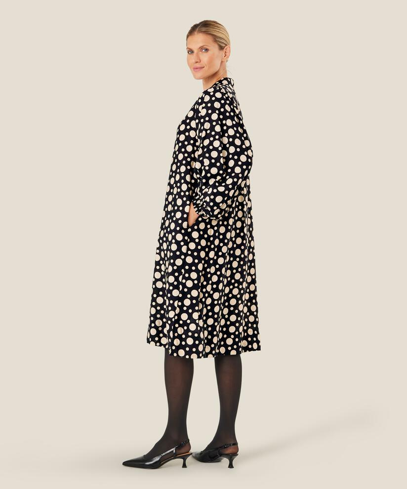Kleid mit voluminösen Ärmeln und Eingrifftaschen, Black