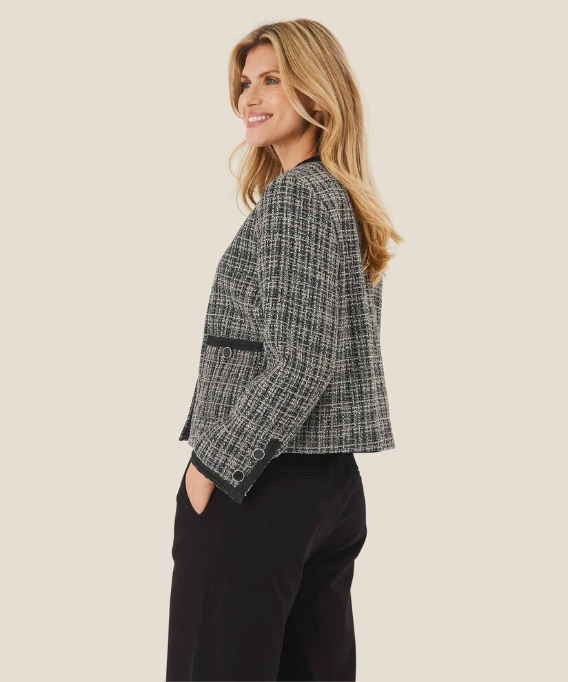 kurze Tweedjacke mit schöner Einfassung, Black
