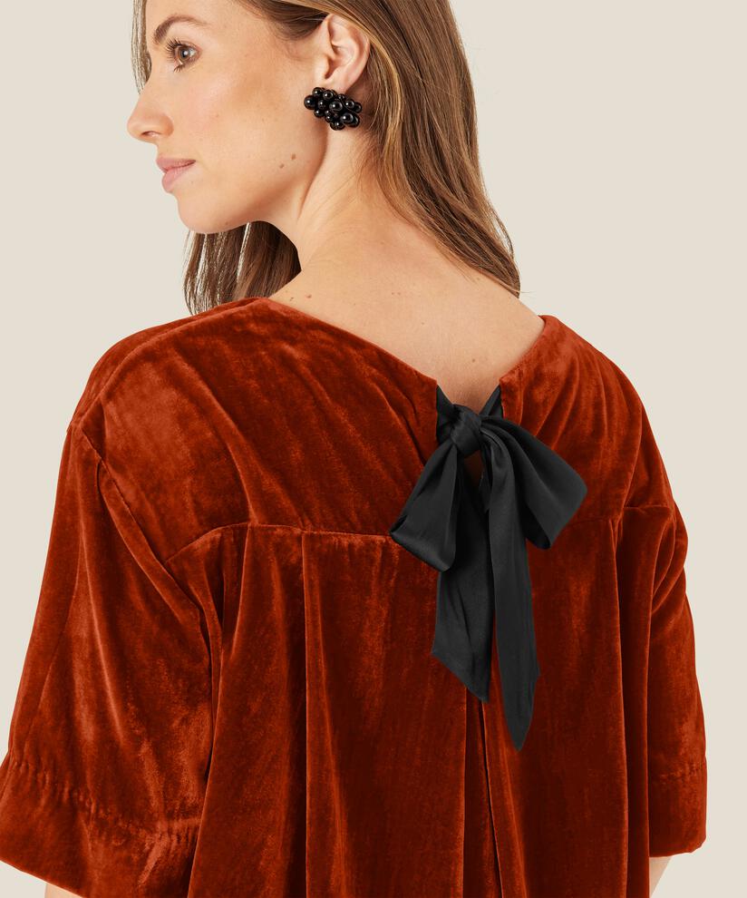 Veloursbluse mit Schleifendetail, Picante