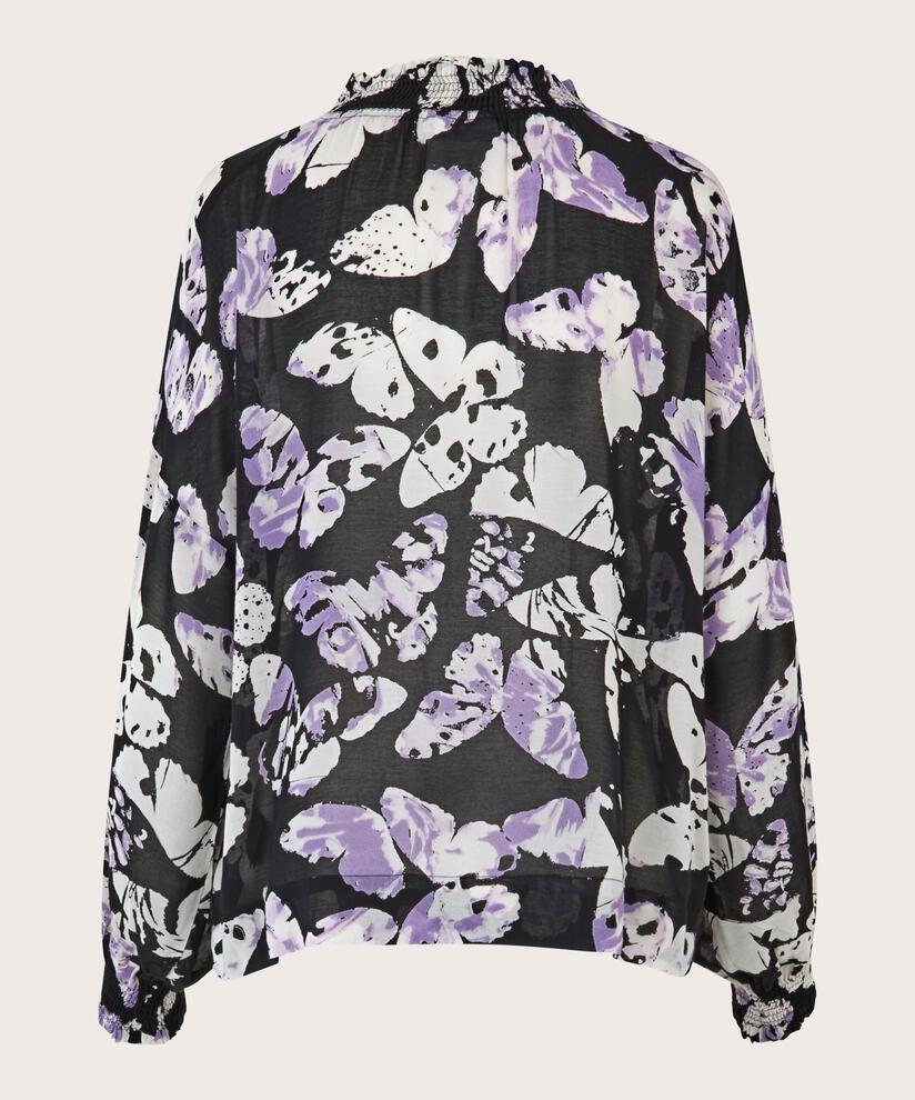 Viskosebluse mit gesmokten Details und Bändern, Sand Verbena