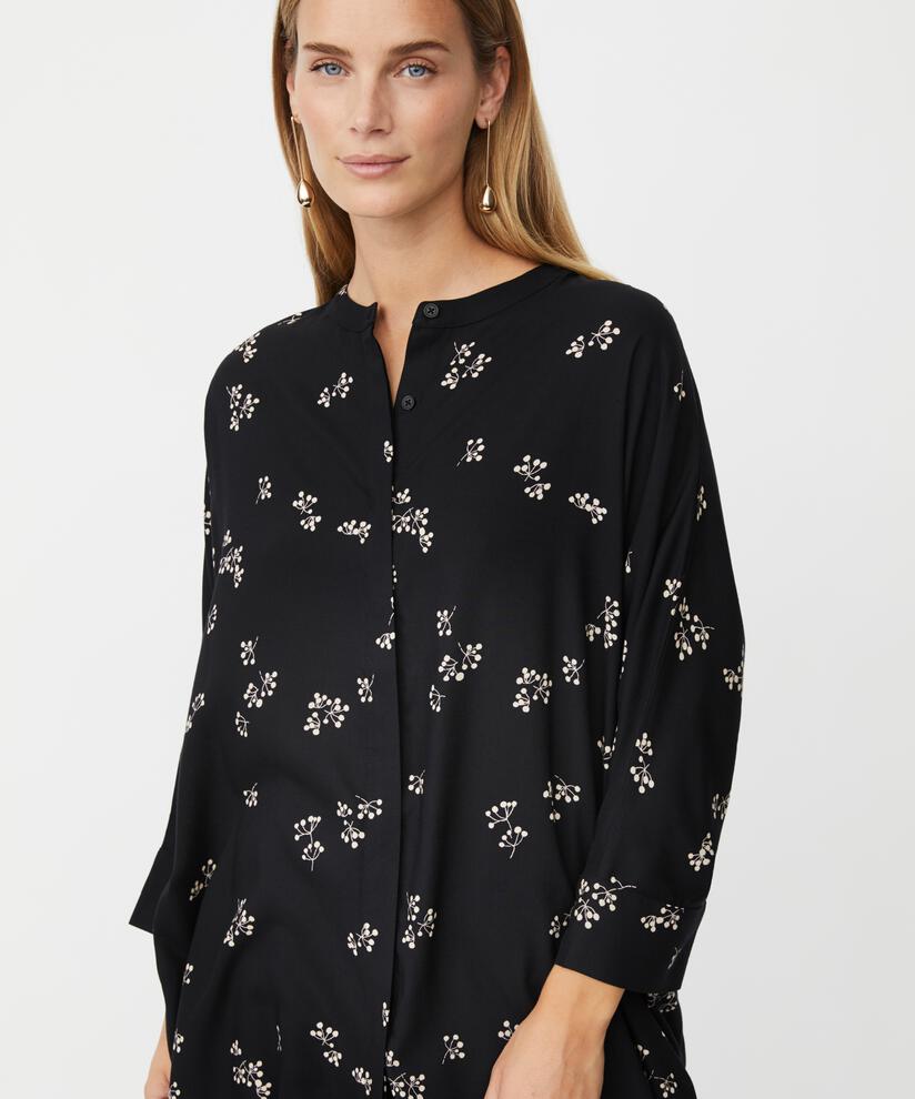 Gemustertes Hemdblusenkleid Aus Viskose, Black
