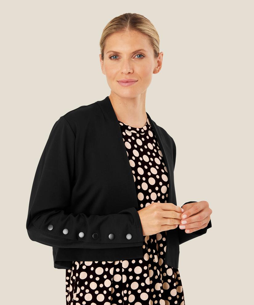 Kurze Jerseyjacke mit Knopfdetail am Ärmel, Black