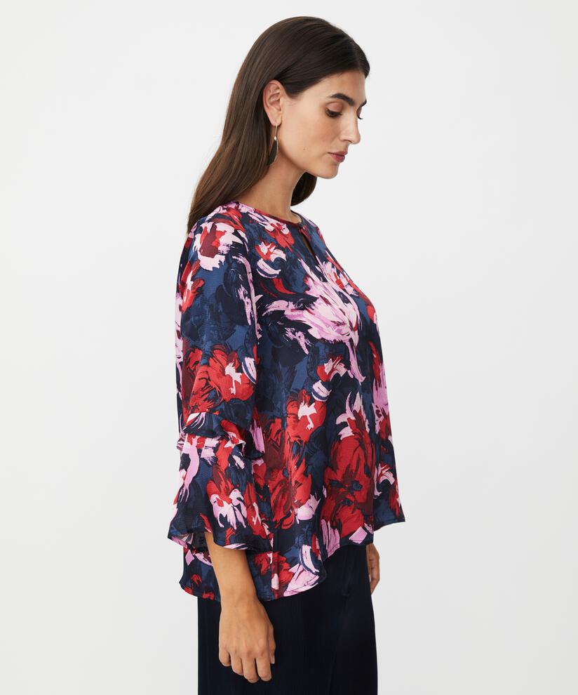Viskosebluse Mit Knopfdetail, Scarlet Sage