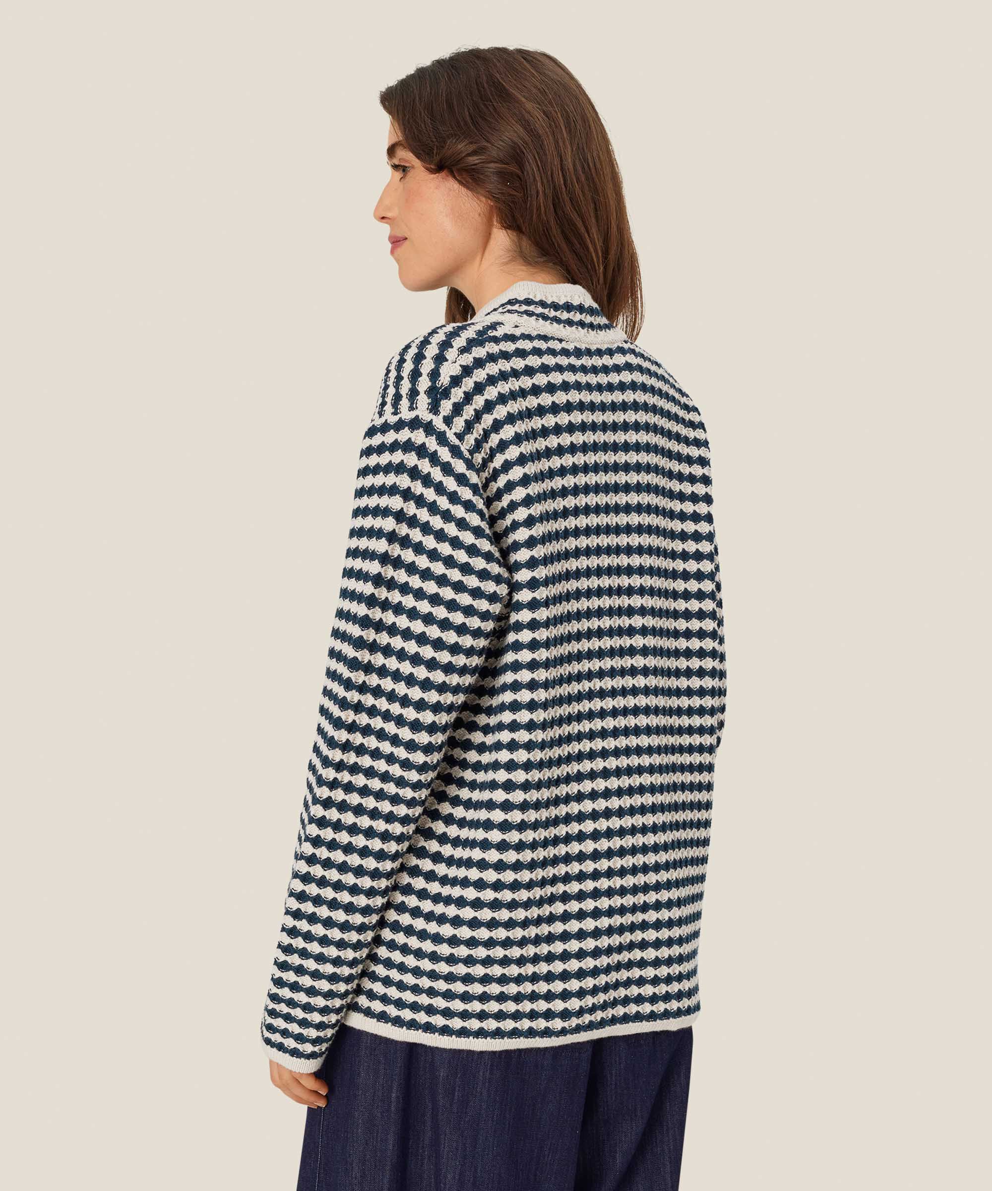Cardigan aus Baumwollmischung mit Fronttaschen, Mood Indigo