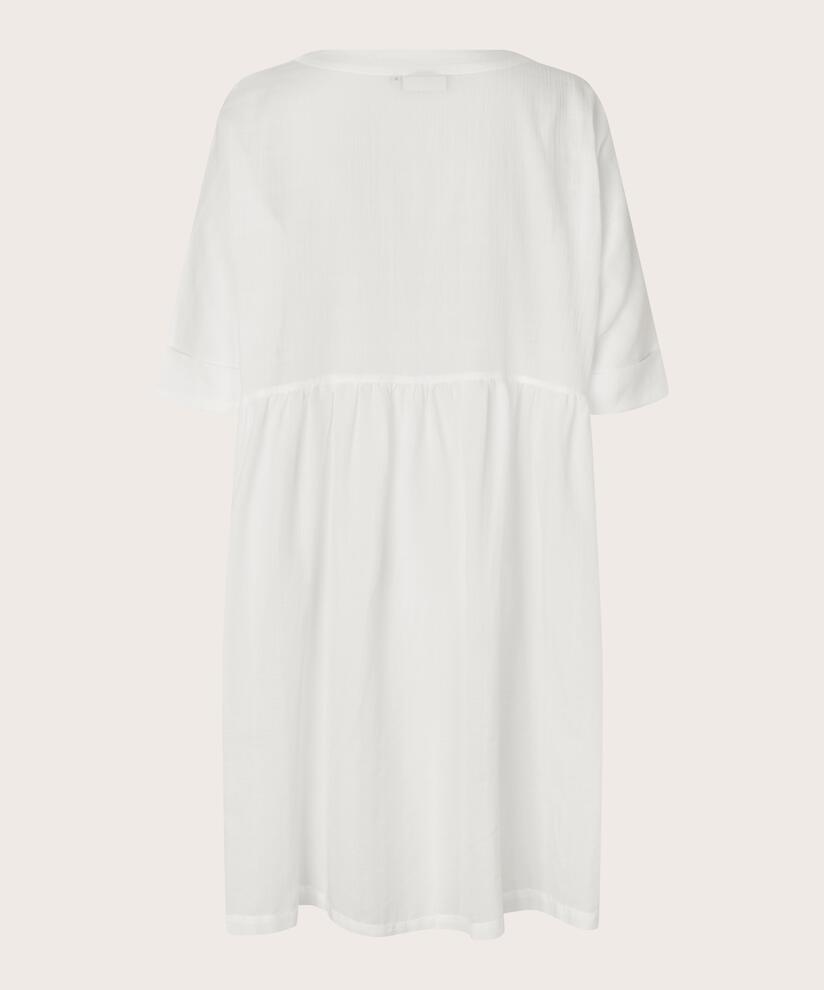 kurzärmliges Kleid aus leichter transparenter Baumwolle, White