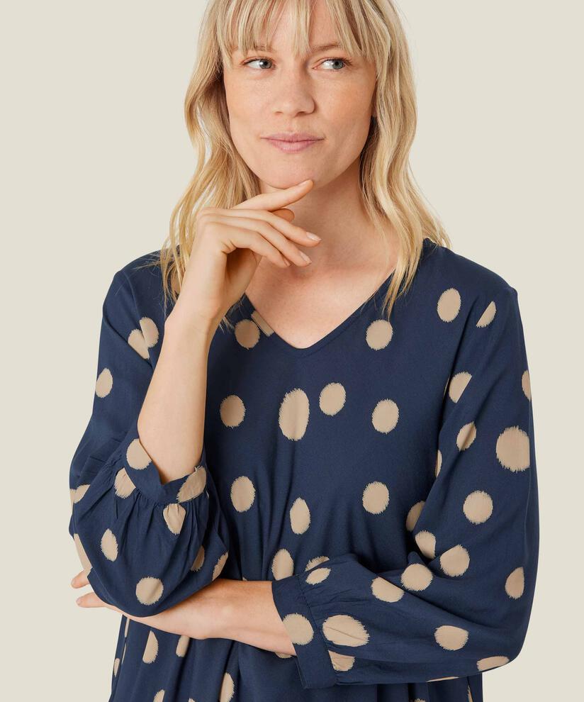 Bedruckte Viskosebluse mit V-Ausschnitt, Moonlit Ocean