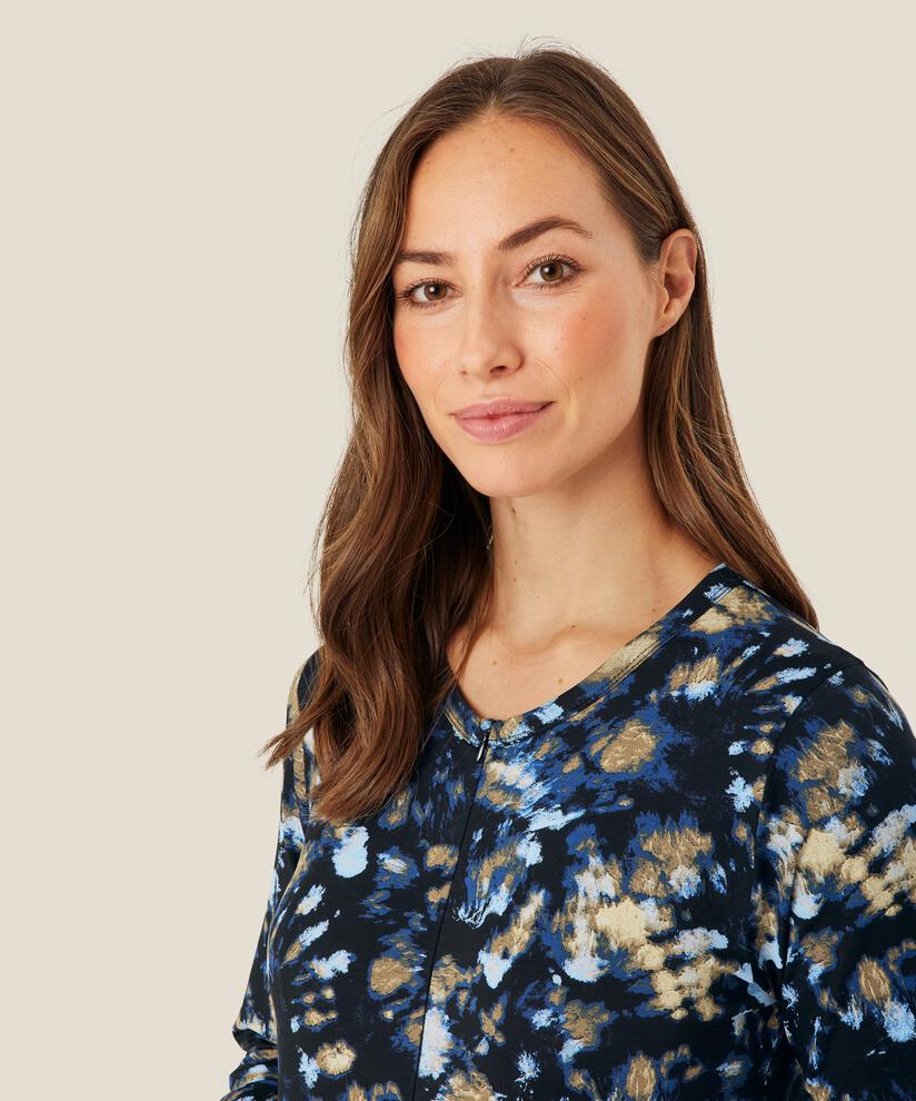 gemustertes Tulpenkleid mit Reißverschluss am Hals, Dull Gold