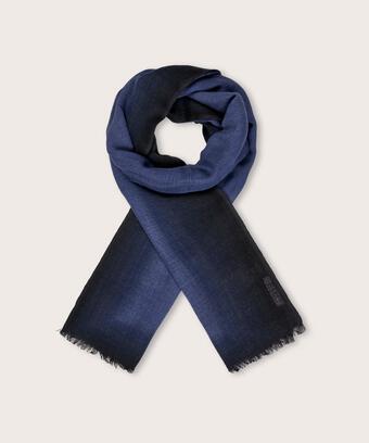 zweifarbiger Schal aus reiner Wolle, Bijou Blue
