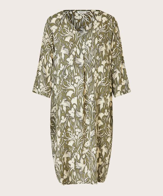Viskosekleid mit V-Ausschnitt und Eingrifftaschen, D. Lichen Green