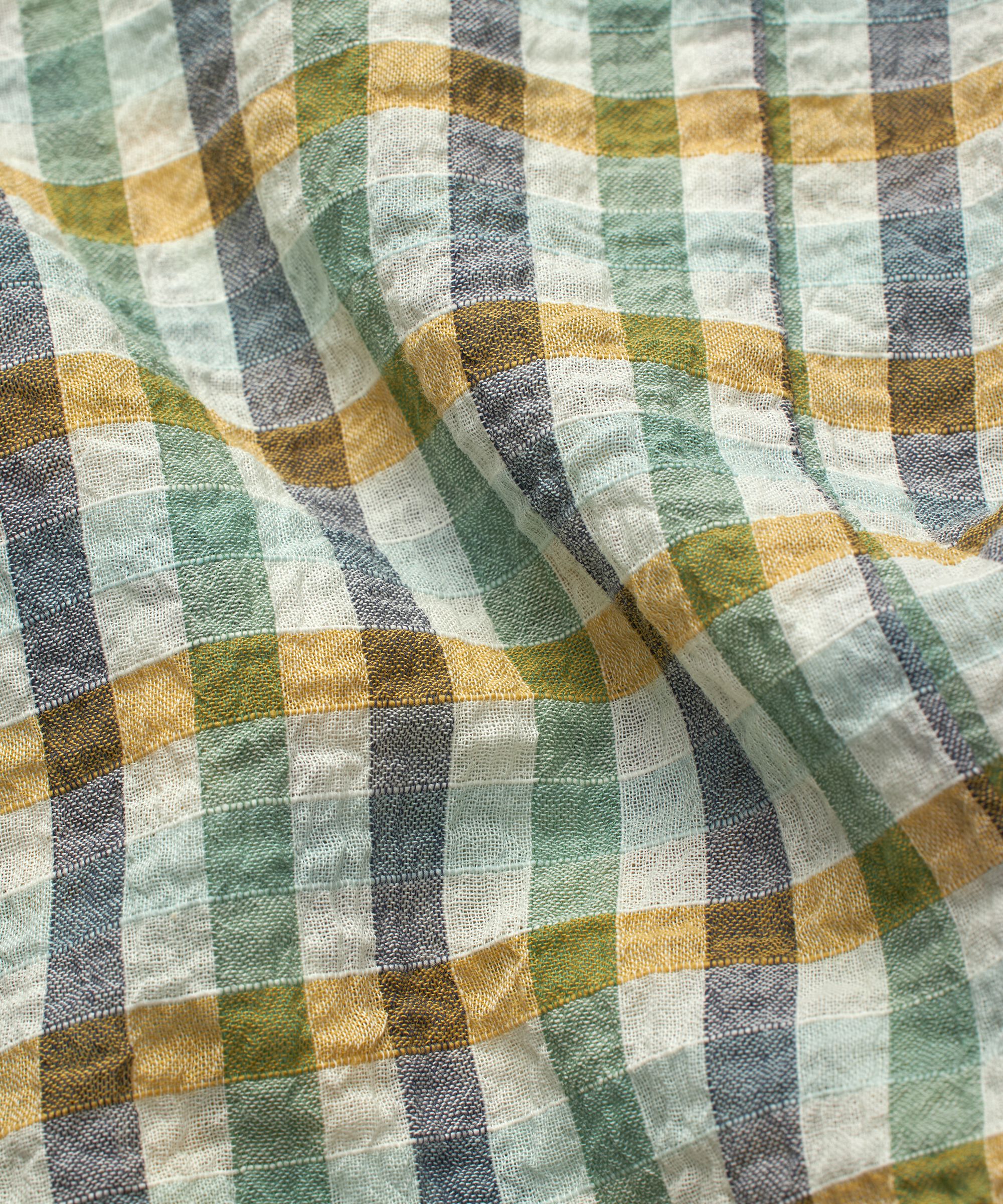 karierte Baumwollbluse mit Wickeleffekt, D. Grass Green