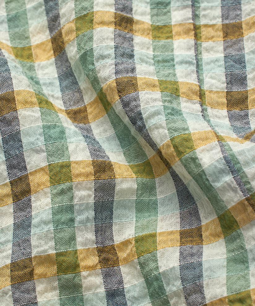 karierte Baumwollbluse mit Wickeleffekt, D. Grass Green