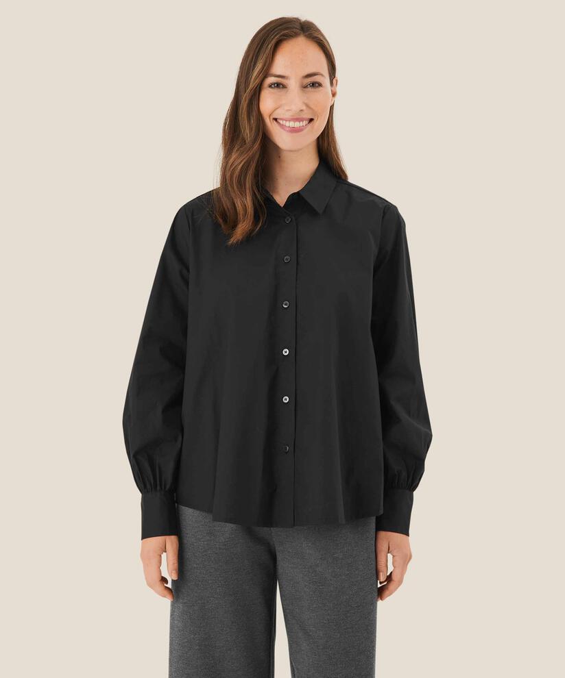 Button-Down-Hemdbluse aus Baumwolle, Black