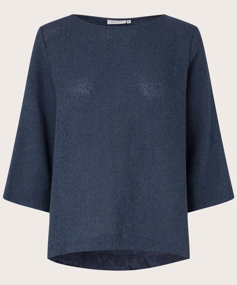 Bouclé-Bluse mit 3/4-Ärmeln, Mood Indigo