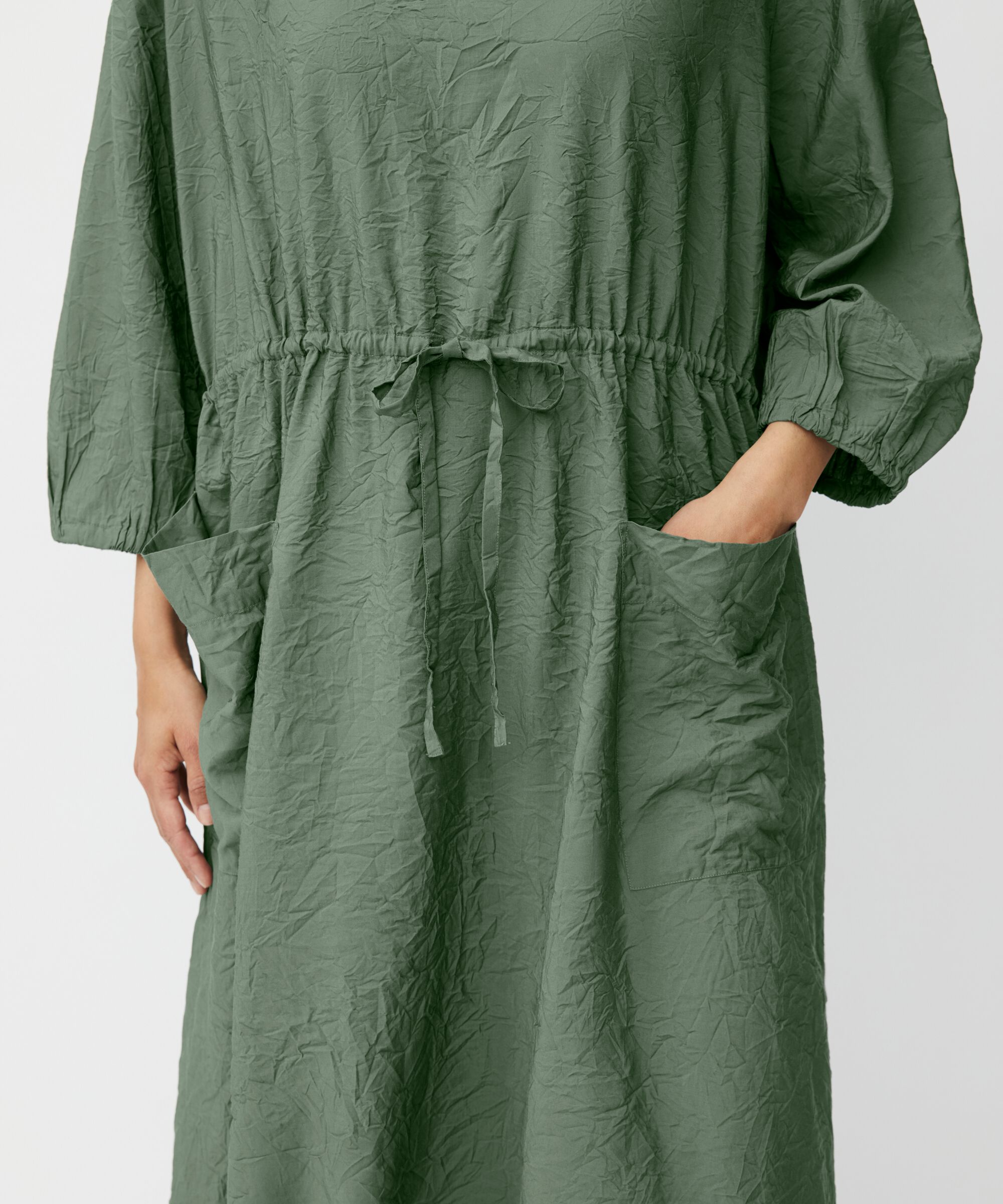 Viskosekleid mit elastischem Saum und Bindeband, Duck Green