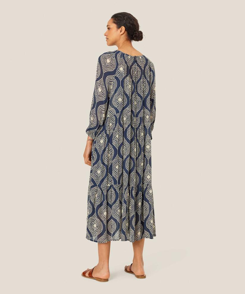 Kleid aus leicht transparenter Viskose mit Knöpfen am Hals, Mood Indigo