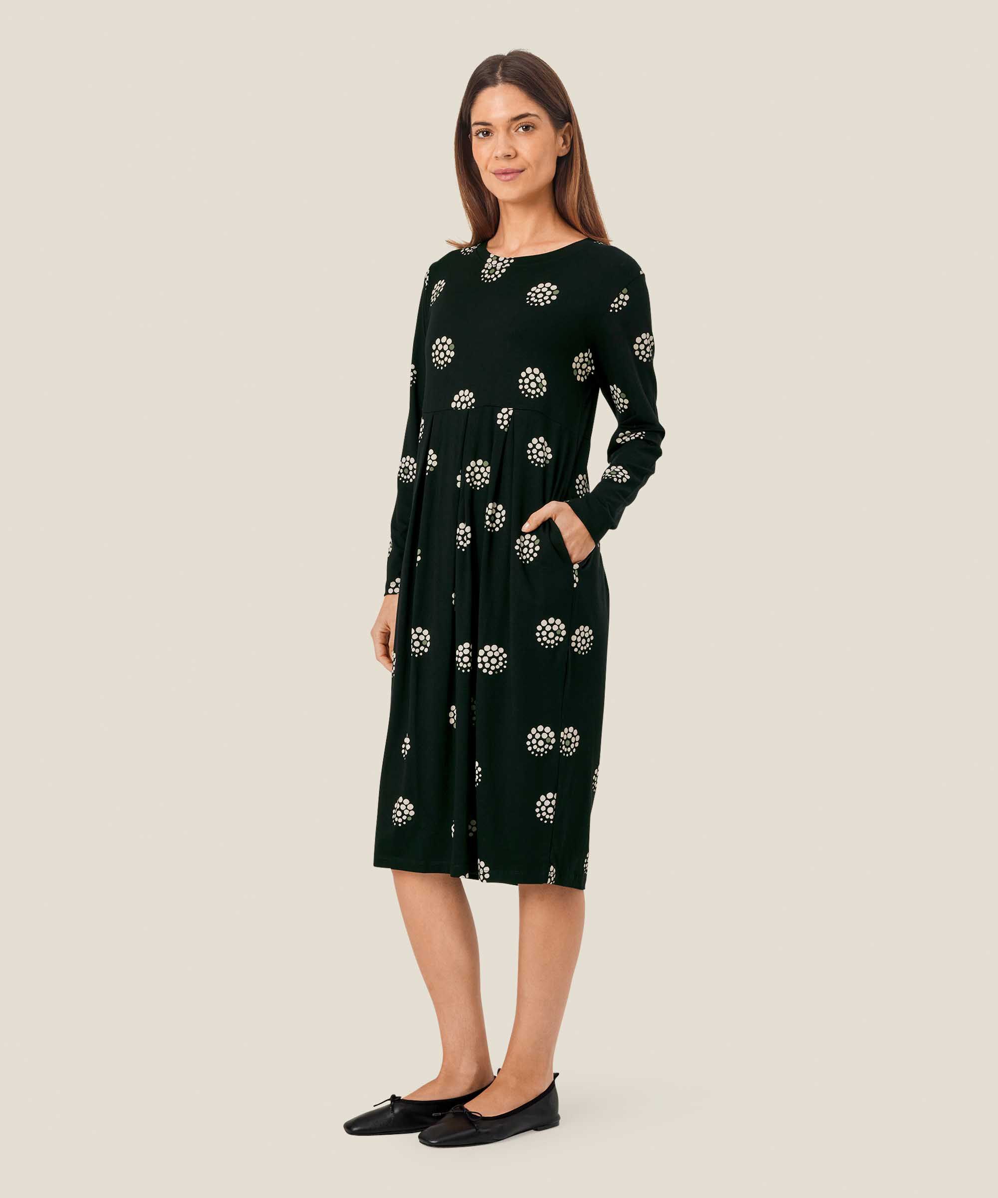 Tulpenkleid aus bedrucktem Jersey, Black