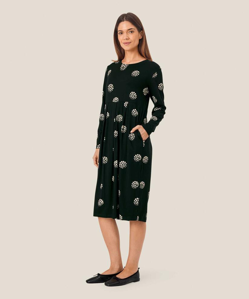 Tulpenkleid aus bedrucktem Jersey, Black