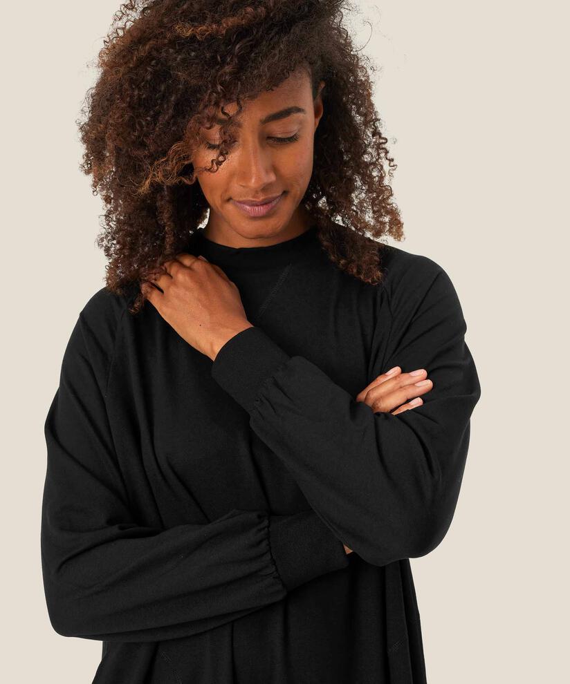 lässiges Jerseykleid mit Rund hals, Black