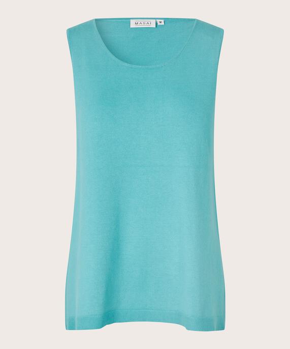 Ärmelloses Top aus Feinstrick, Aqua