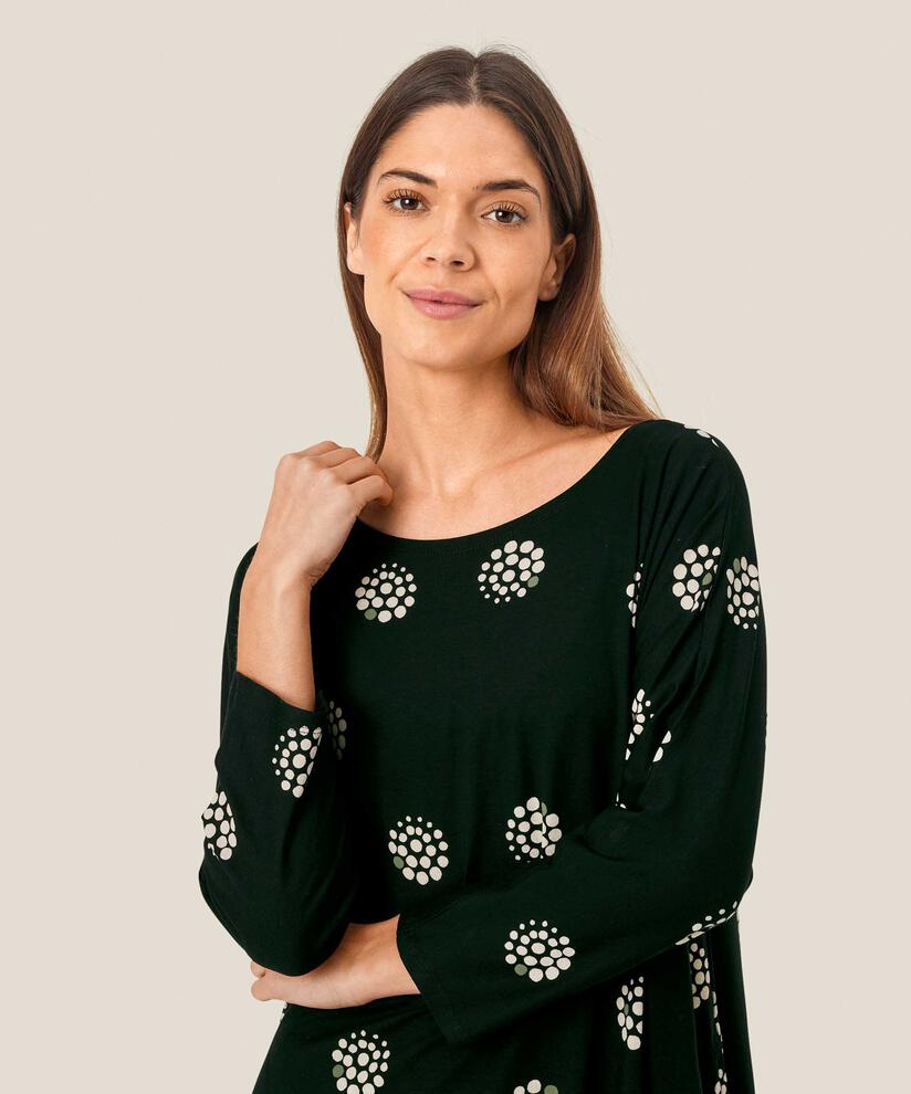 Langarm-Tunika aus Jersey mit Eingrifftaschen, Black