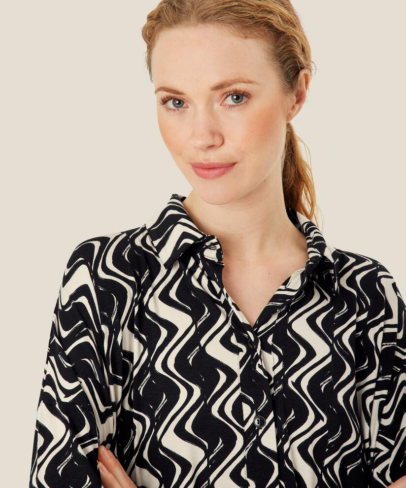 Jersey-Tunika mit Knöpfen und Seitenschlitz, Black