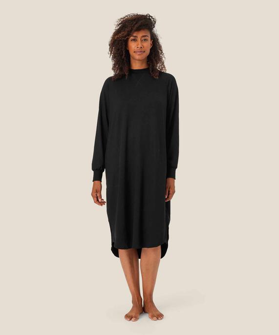 lässiges Jerseykleid mit Rund hals, Black