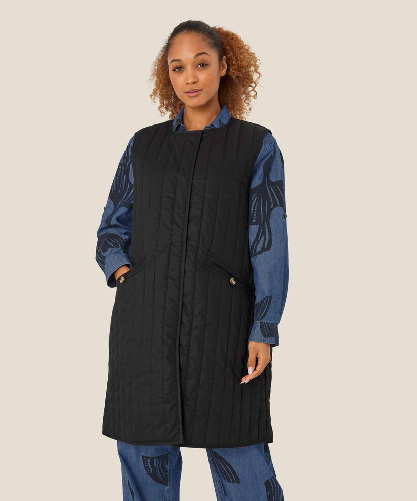 Steppweste mit Rundhalsausschnitt, Black