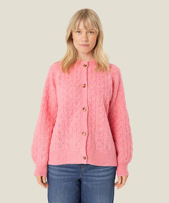 Cardigan mit Lochmuster aus Wollmischung, Confetti