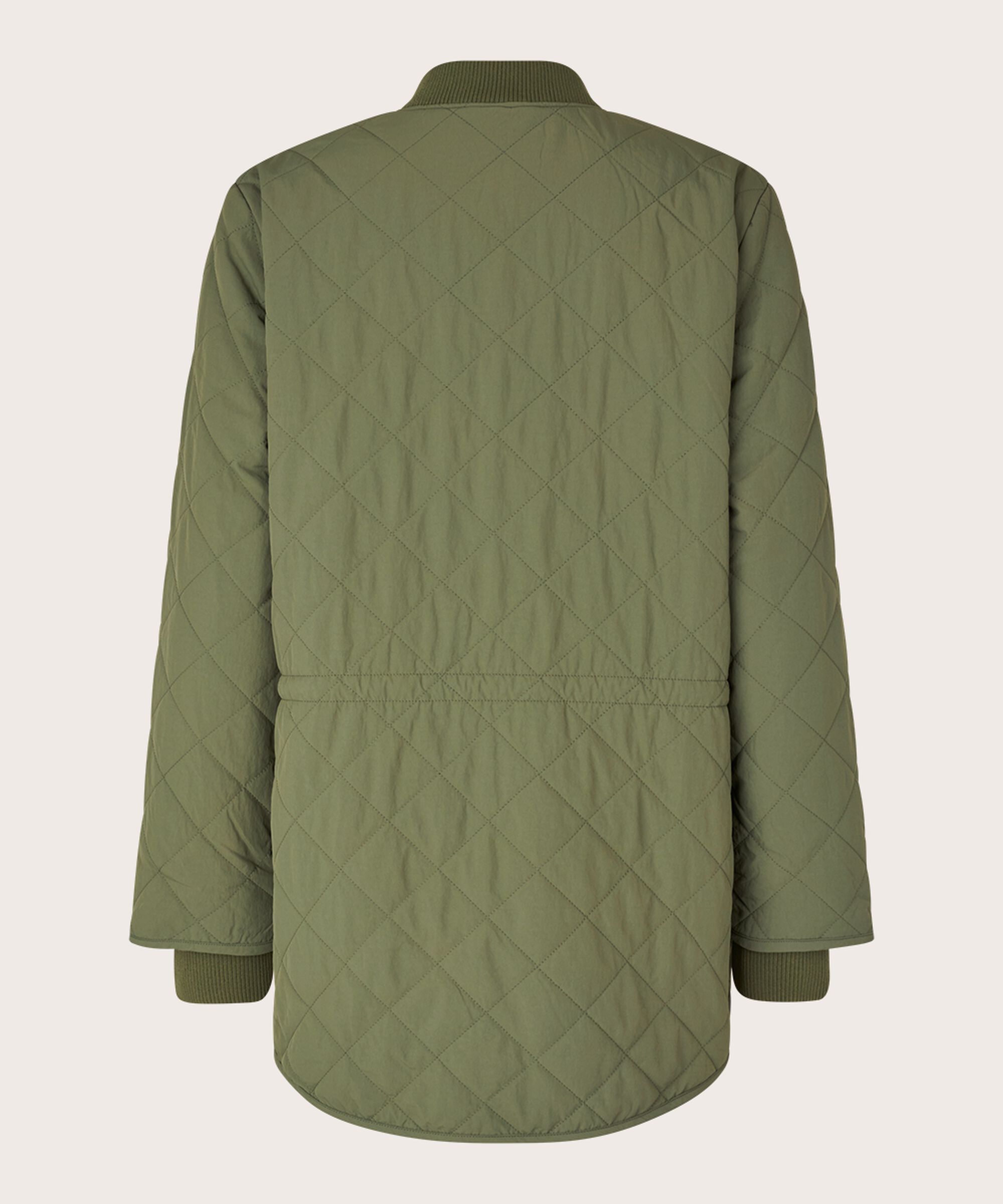 Steppjacke mit Rippdetails und Eingrifftaschen, D. Lichen Green