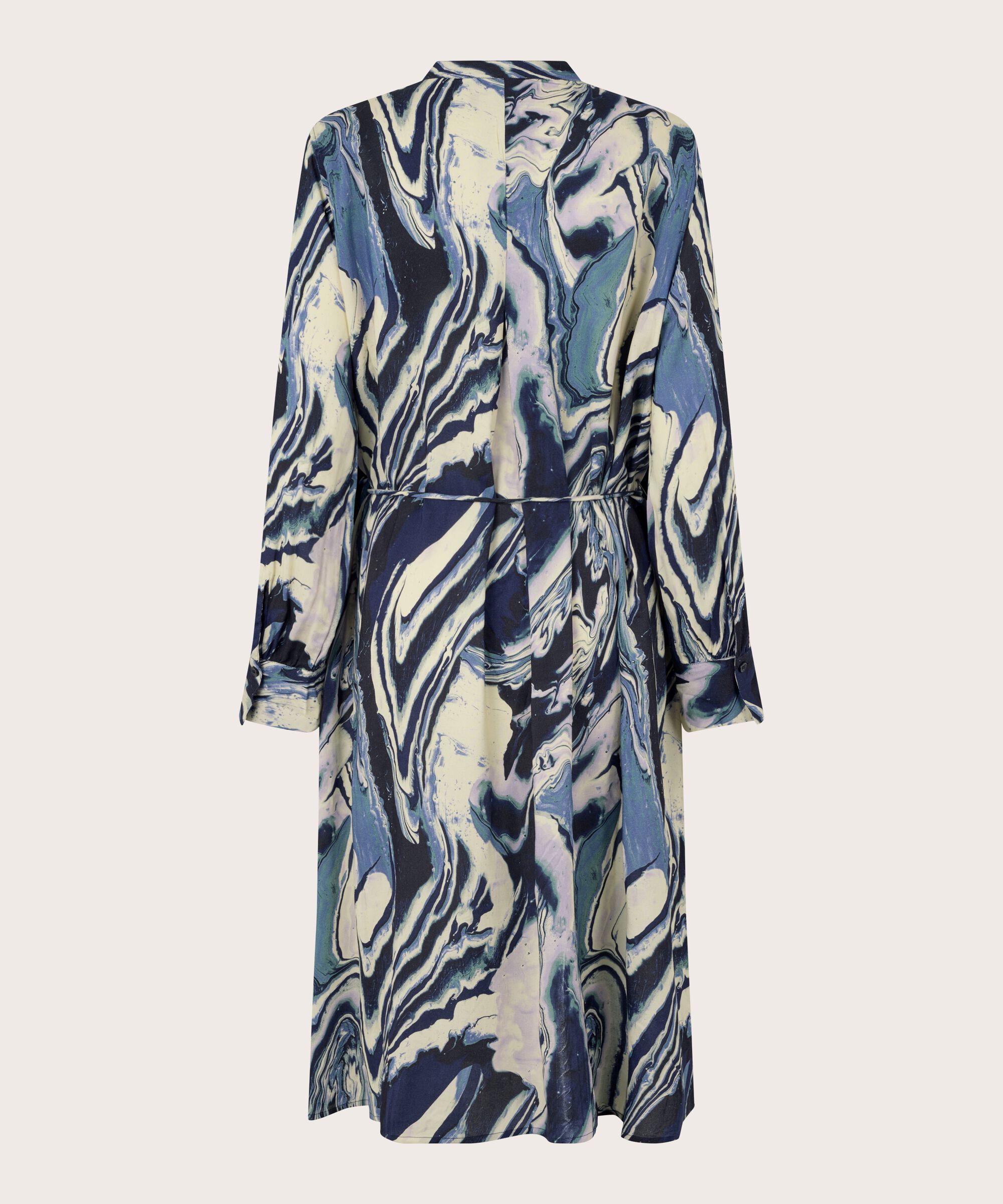 Viskose-Hemdblusenkleid mit Bindegürtel, Wisteria