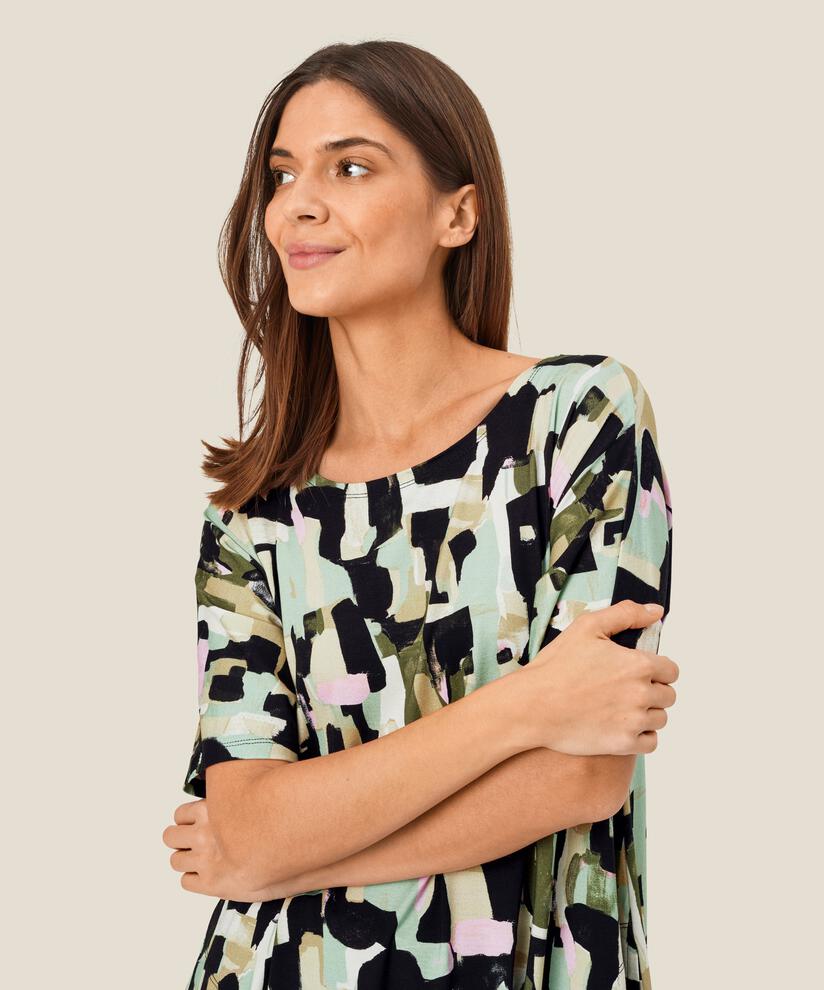 Bedruckte Jersey-Tunika mit Eingrifftaschen, Frosty Green