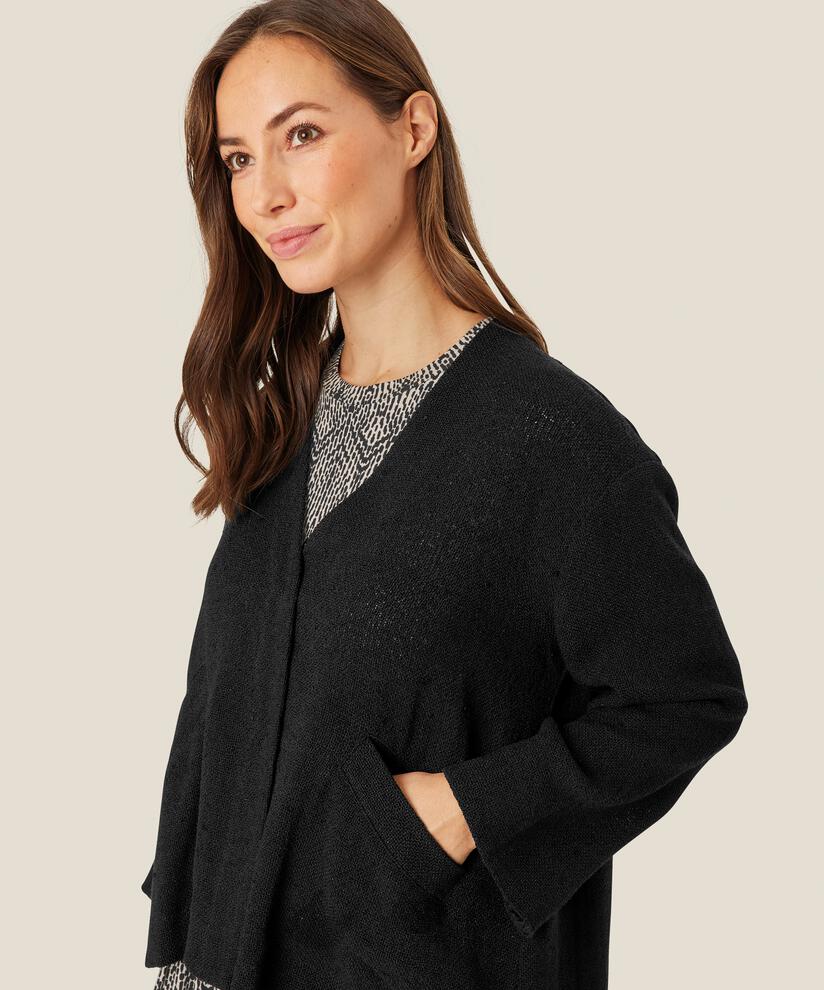 Bouclé-Jacke mit Taschen, Black