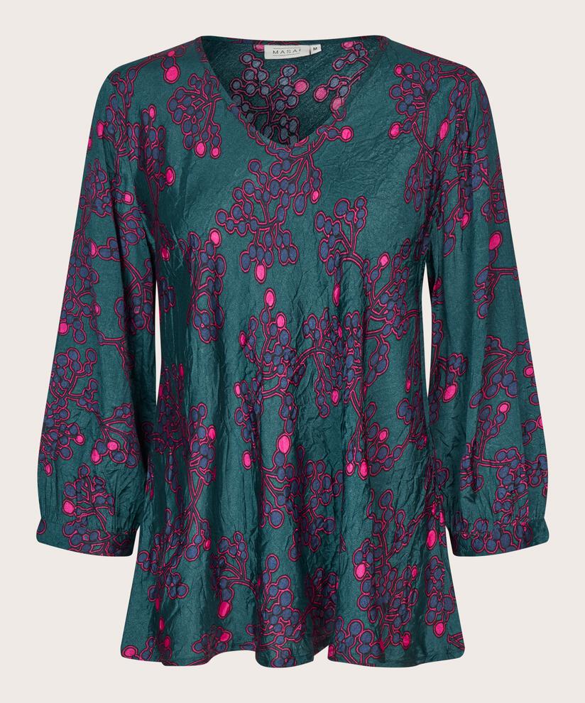 Bedruckte Viskosebluse Mit V-ausschnitt, Reflect Pond