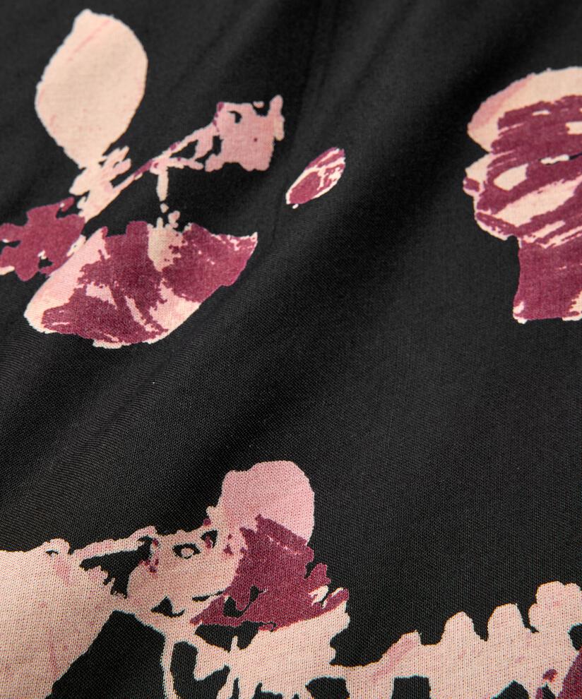 Bedrucktes Viskosekleid Mit Rundhalsausschnitt, Tawny Port